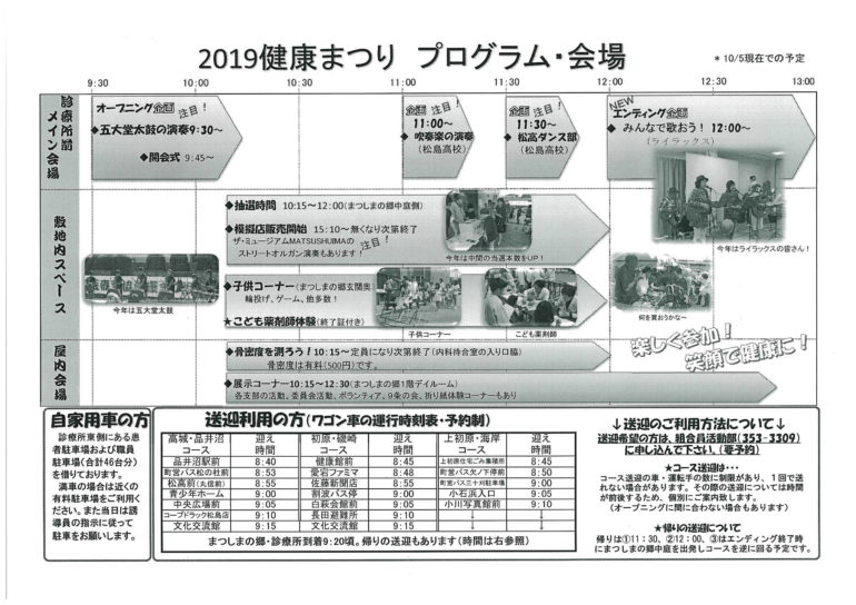 2019健康まつりチラシ（裏）